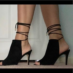 Peep Toe Lace-Up Heels